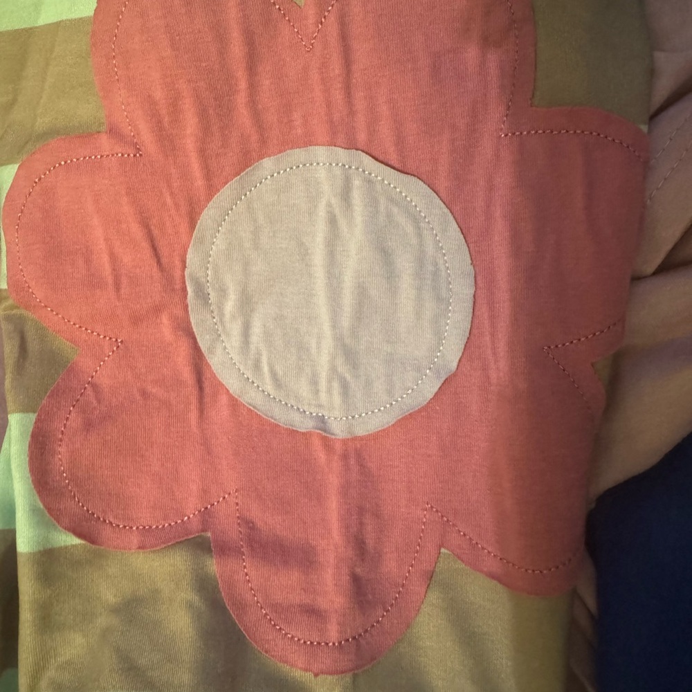 Flower Patchwork Raglan Sleeve Exposed Seam Top Cottagecore, Coquette Size L - Picture 3 of 6